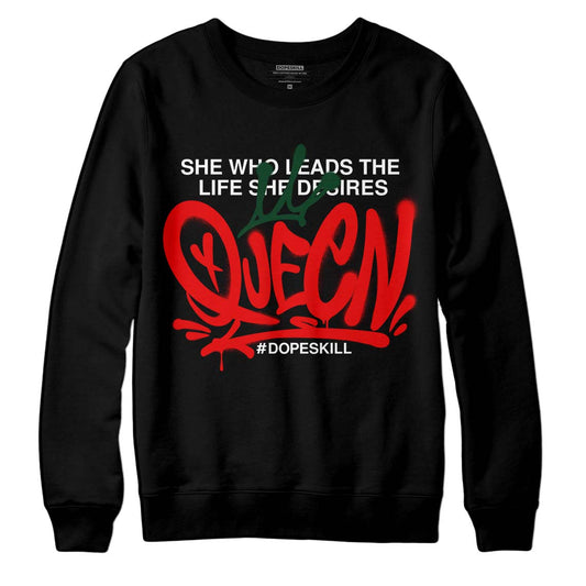 Jordan 2 White Fire Red DopeSkill Sweatshirt Queen Graphic Streetwear - Black