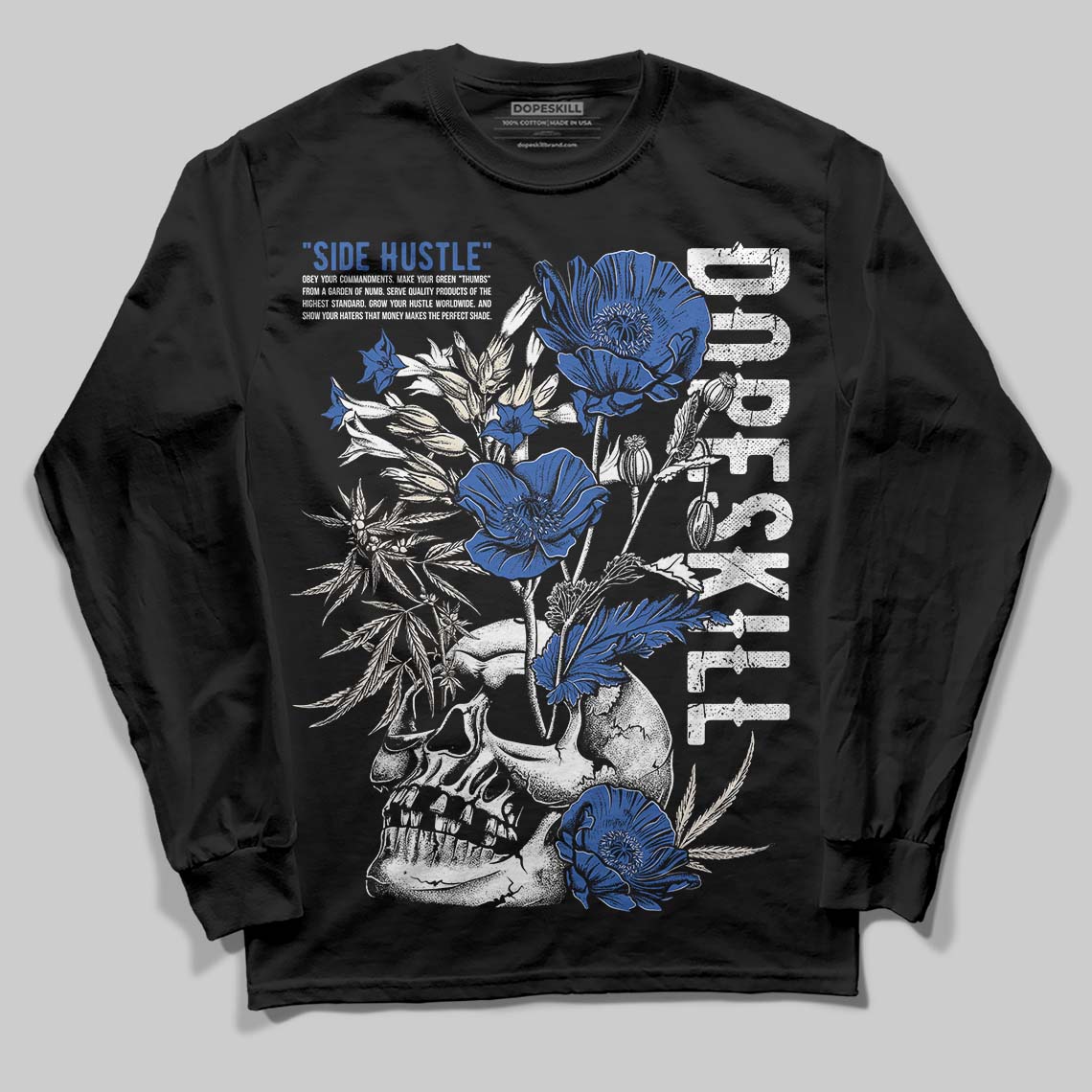 Jordan 1 Low Travis Scott x Fragment DopeSkill Long Sleeve T-Shirt Side Hustle Graphic Streetwear - Black