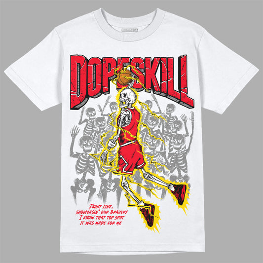 Jordan 4 Red Thunder DopeSkill T-Shirt Thunder Dunk Graphic Streetwear - White