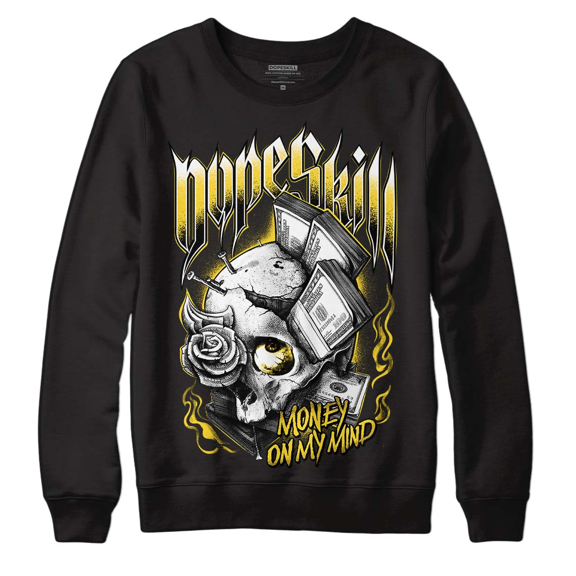 Jordan 4 Tour Yellow Thunder DopeSkill Sweatshirt Money On My Mind Graphic Streetwear - Black