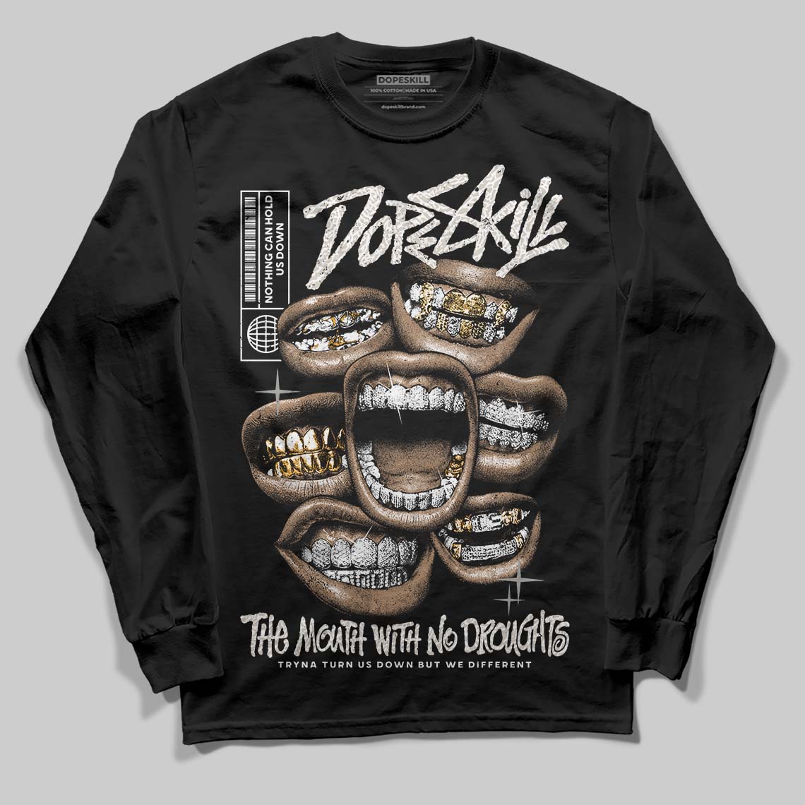 Jordan 3 Retro Pure Money DopeSkill Long Sleeve T-Shirt The Mouth With No Droughts Graphic Streetwear - Black