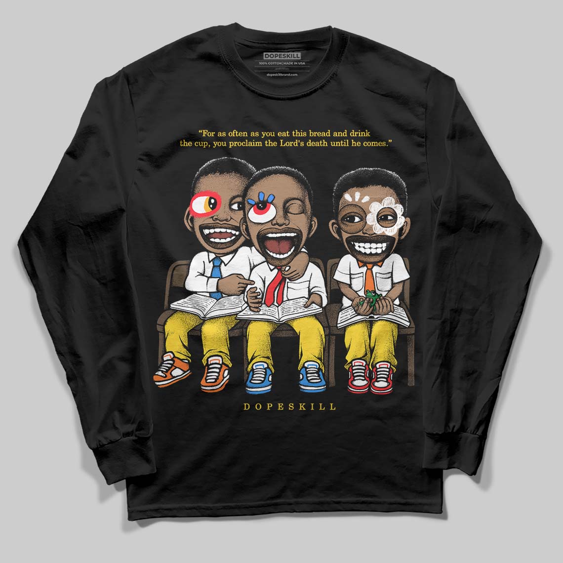 Jordan 4 Thunder DopeSkill Long Sleeve T-Shirt First Sunday Graphic Streetwear - Black