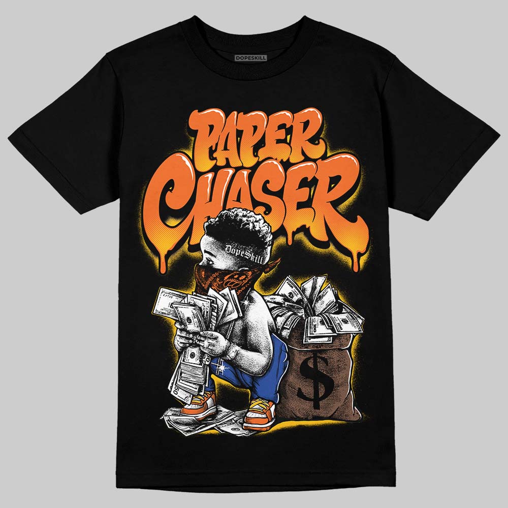 Orange, Black and White Sneakers DopeSkill T-Shirt Paper Chaser Boy Graphic Streetwear - Black 