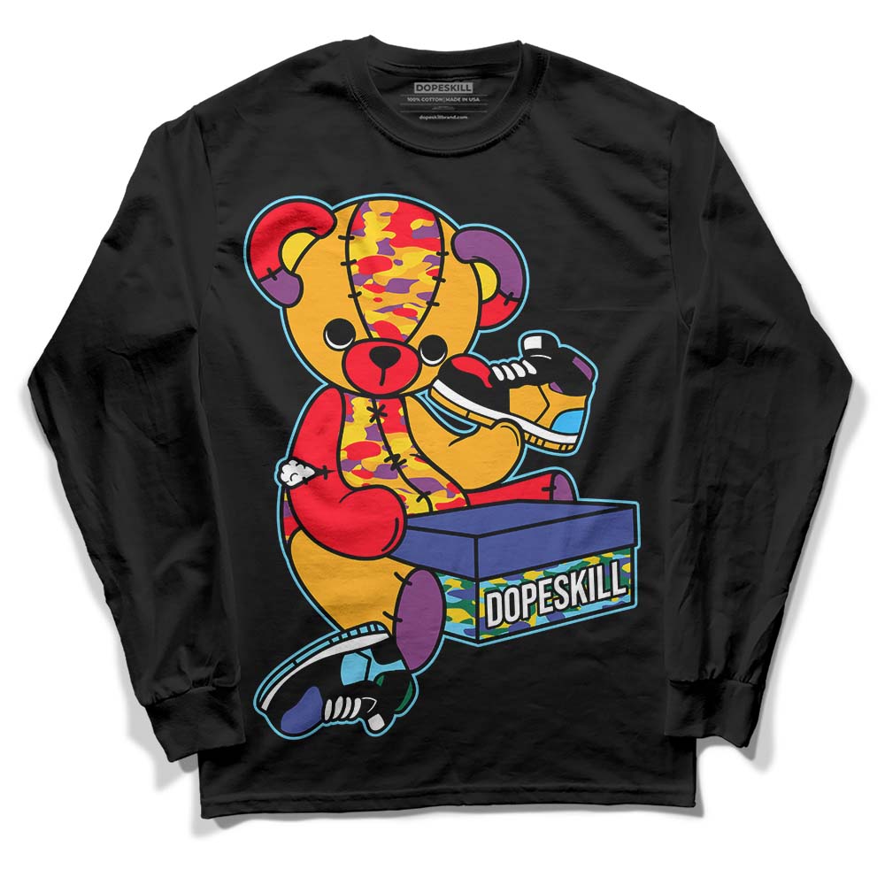 Jordan 1 Mid GS 'Six Championships DopeSkill Long Sleeve T-Shirt Sneakerhead BEAR Graphic Streetwear - Black