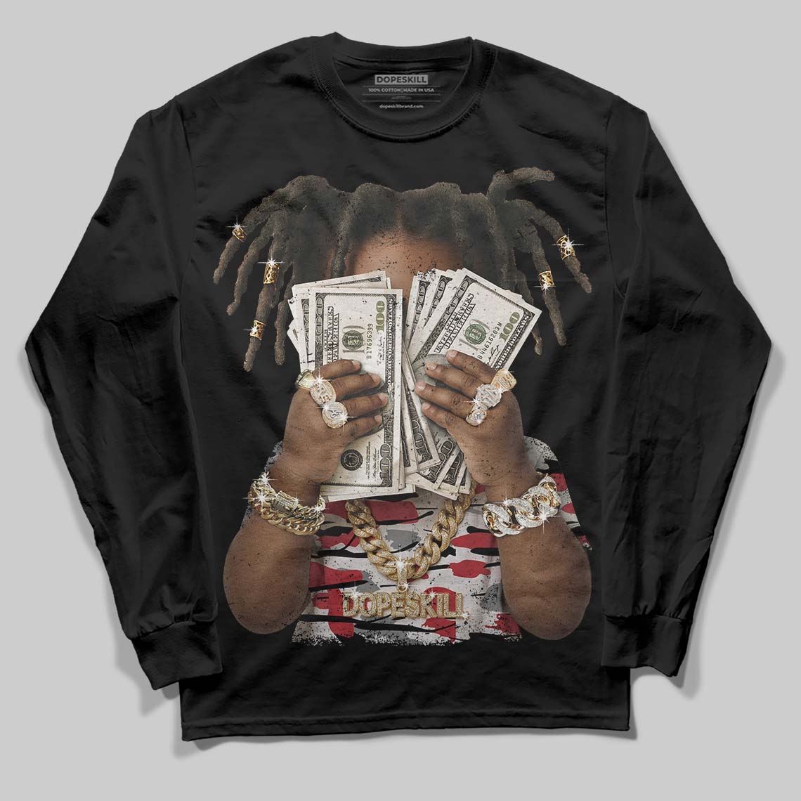 Jordan 8 Retro Bugs Bunny (2025) DopeSkill Long Sleeve T-Shirt Rich Youth Graphic Streetwear - Black