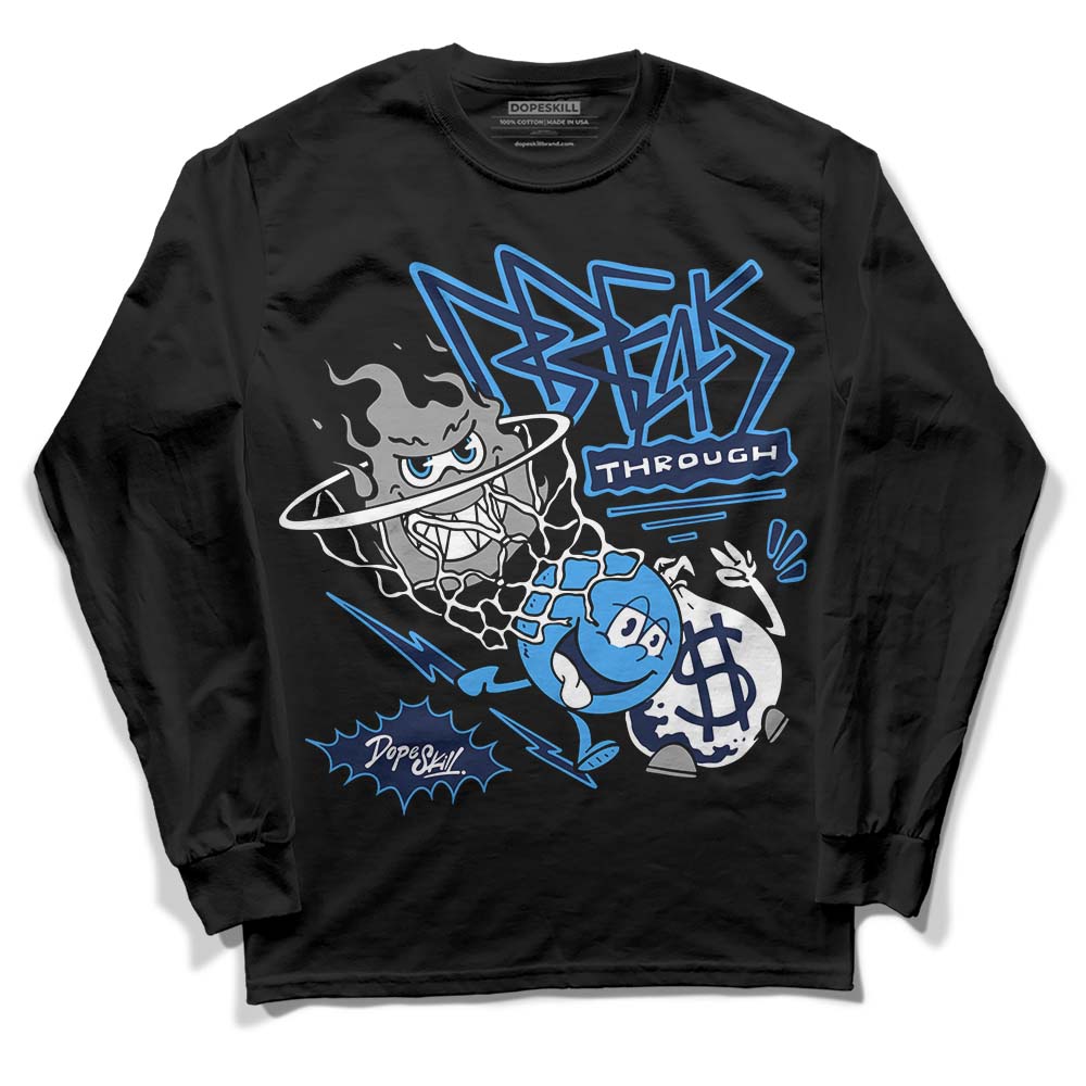 Jordan Spiz’ike Low “White/Obsidian” DopeSkill Long Sleeve T-Shirt Break Through Graphic Streetwear - Black