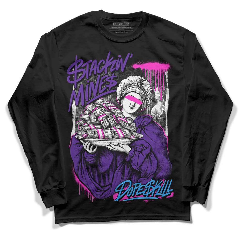 PURPLE Sneakers DopeSkill Long Sleeve T-Shirt Stackin Mines Graphic Streetwear - Black