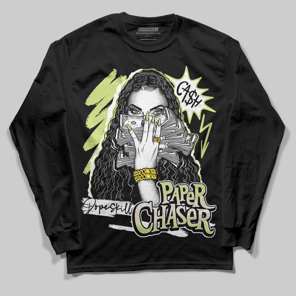 Jordan 5 “Luminous Green” DopeSkill Long Sleeve T-Shirt NPC Graphic Streetwear - Black
