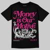 Rick Owens Pink Leather Low Sneakers DopeSkill T-Shirt Money Is Our Motive Typo Graphic Streetwear - Black