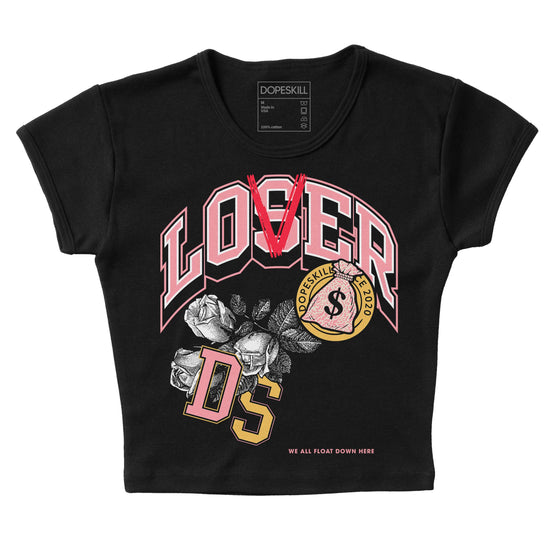 Jordan 3 GS “Red Stardust” DopeSkill Women's Crop Top Loser Lover Graphic Streetwear - Black