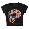 Jordan 3 GS “Red Stardust” DopeSkill Women's Crop Top Loser Lover Graphic Streetwear - Black