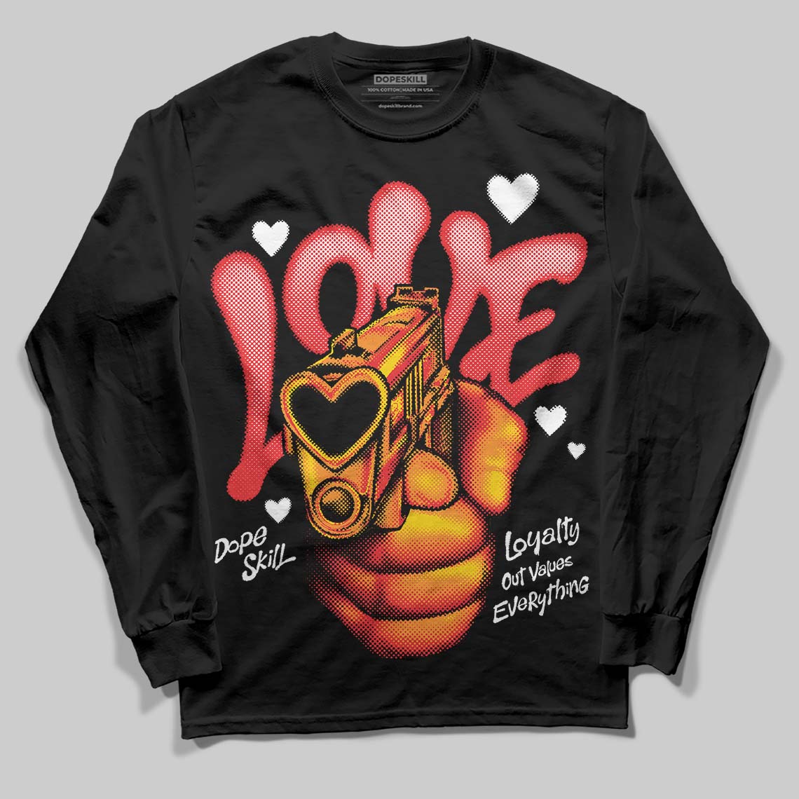 Black and White Sneakers DopeSkill Long Sleeve T-Shirt Love Shot Graphic Streetwear - Black
