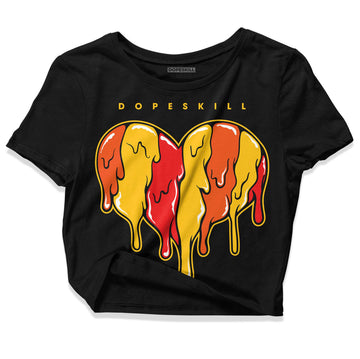 Yellow Sneakers DopeSkill Women's Crop Top Slime Drip Heart Graphic Streetwear - Black