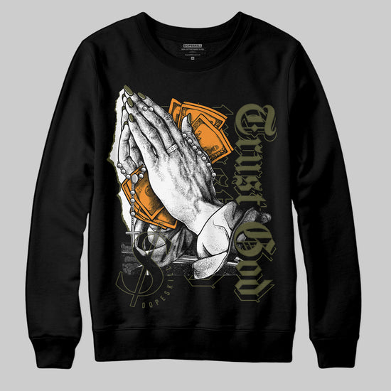 Jordan 5 "Olive" DopeSkill Sweatshirt Trust God Graphic Streetwear - Black