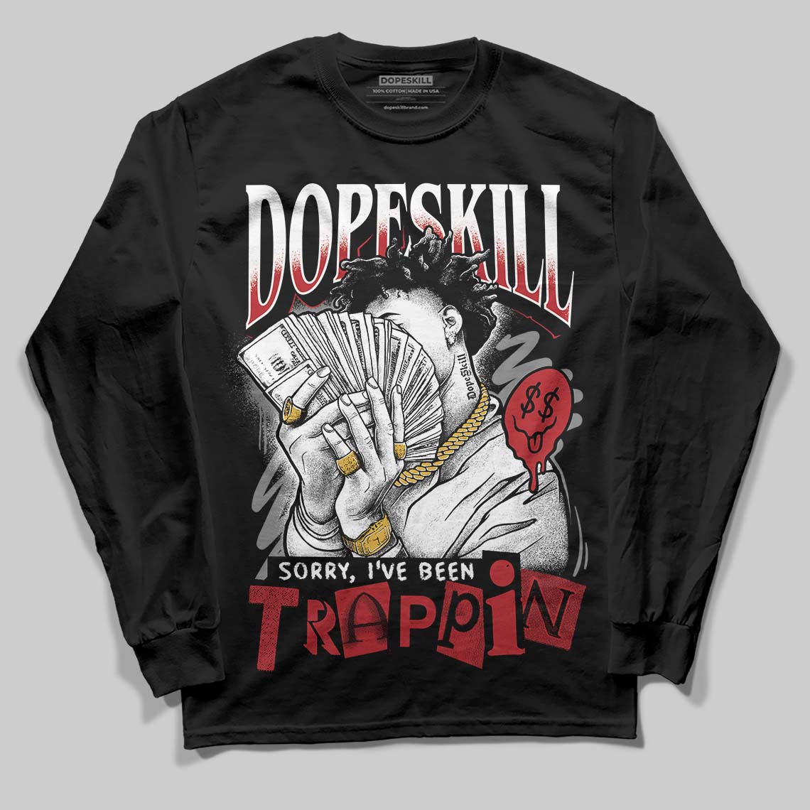 Jordan 8 Retro Bugs Bunny (2025) DopeSkill Long Sleeve T-Shirt Sorry I've Been Trappin Graphic Streetwear - Black