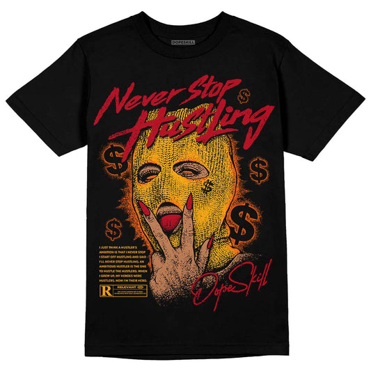 Jordan 7 Citrus DopeSkill T-Shirt Never Stop Hustling Graphic Streetwear - Black