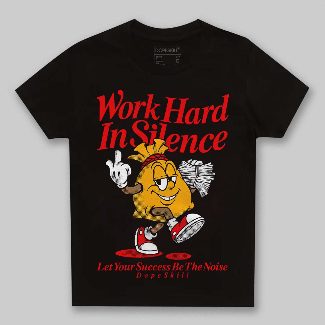 Red Sneakers DopeSkill Toddler Kids T-shirt Work Hard In Silence Graphic Streetwear - Black