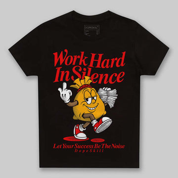 Red Sneakers DopeSkill Toddler Kids T-shirt Work Hard In Silence Graphic Streetwear - Black