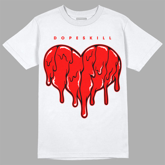 Jordan 9 Chile Red DopeSkill T-Shirt Slime Drip Heart Graphic Streetwear - White 