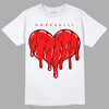 Jordan 9 Chile Red DopeSkill T-Shirt Slime Drip Heart Graphic Streetwear - White 