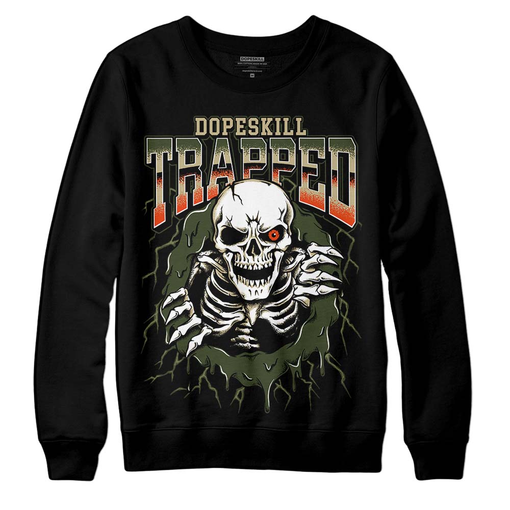 Olive Sneakers DopeSkill Sweatshirt Trapped Halloween Graphic Streetwear - Black