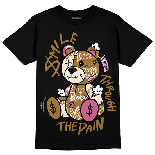 Dunk Low Just Do It “Bronzine/Playful Pink” DopeSkill T-Shirt Smile Through The Pain Graphic Streetwear - Black
