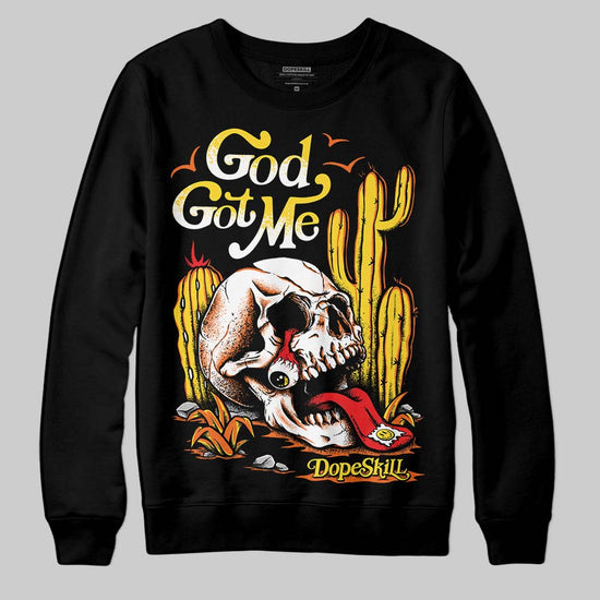 Jordan 4 Thunder DopeSkill Sweatshirt God Got Me Graphic Streetwear - Black