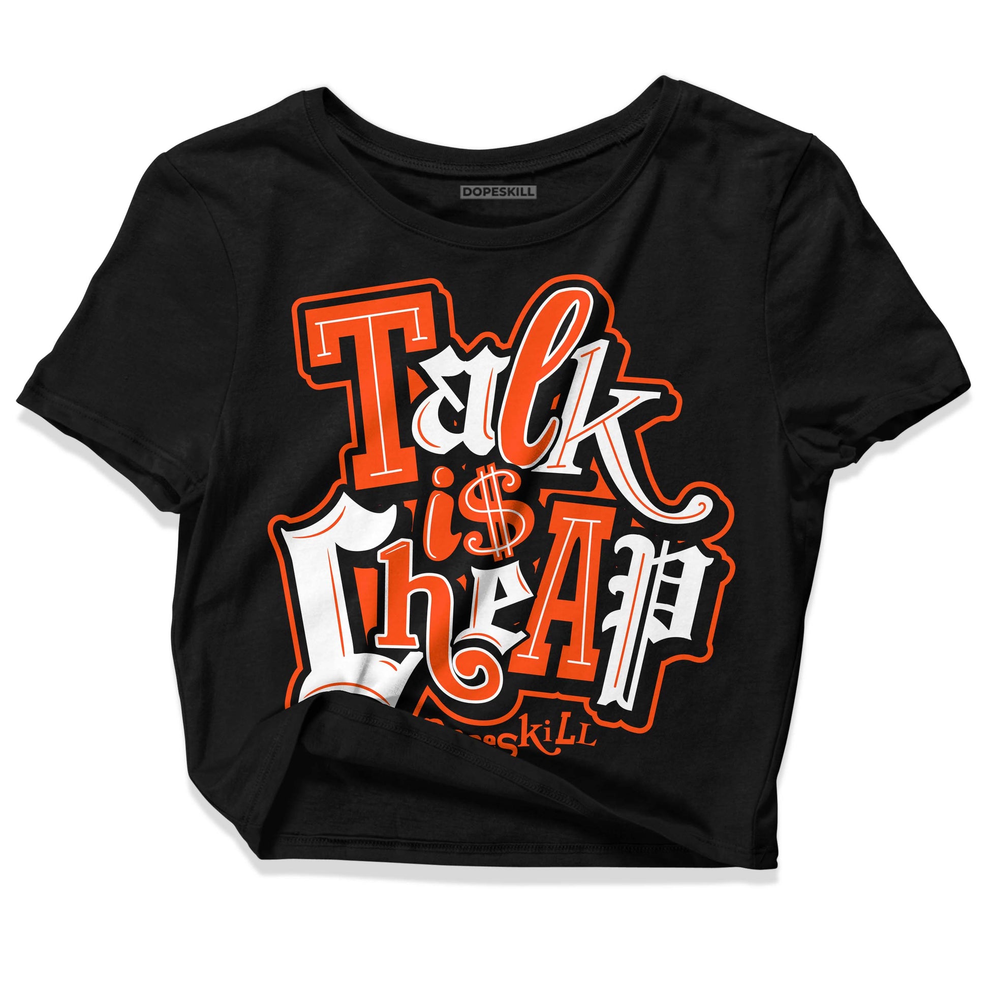 MSCHF Super Normal 2 Orange Milk DopeSkill Women's Crop Top Talk Is Chip Graphic Streetwear - Black