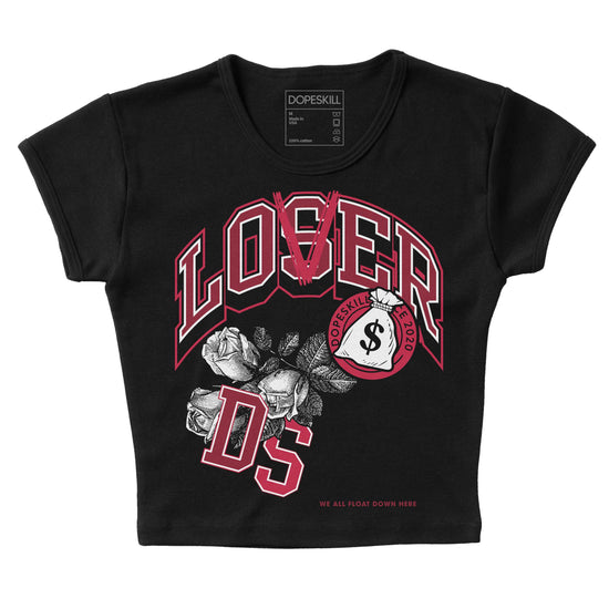 Jordan 1 Retro High '85 OG Metallic Burgundy DopeSkill Women's Crop Top Loser Lover Graphic Streetwear - Black