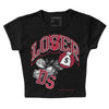 Jordan 1 Retro High '85 OG Metallic Burgundy DopeSkill Women's Crop Top Loser Lover Graphic Streetwear - Black