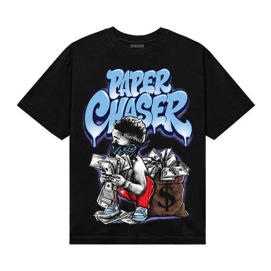 University Blue Sneakers DopeSkill T-Shirt Paper Chaser Boy Graphic Streetwear - Black