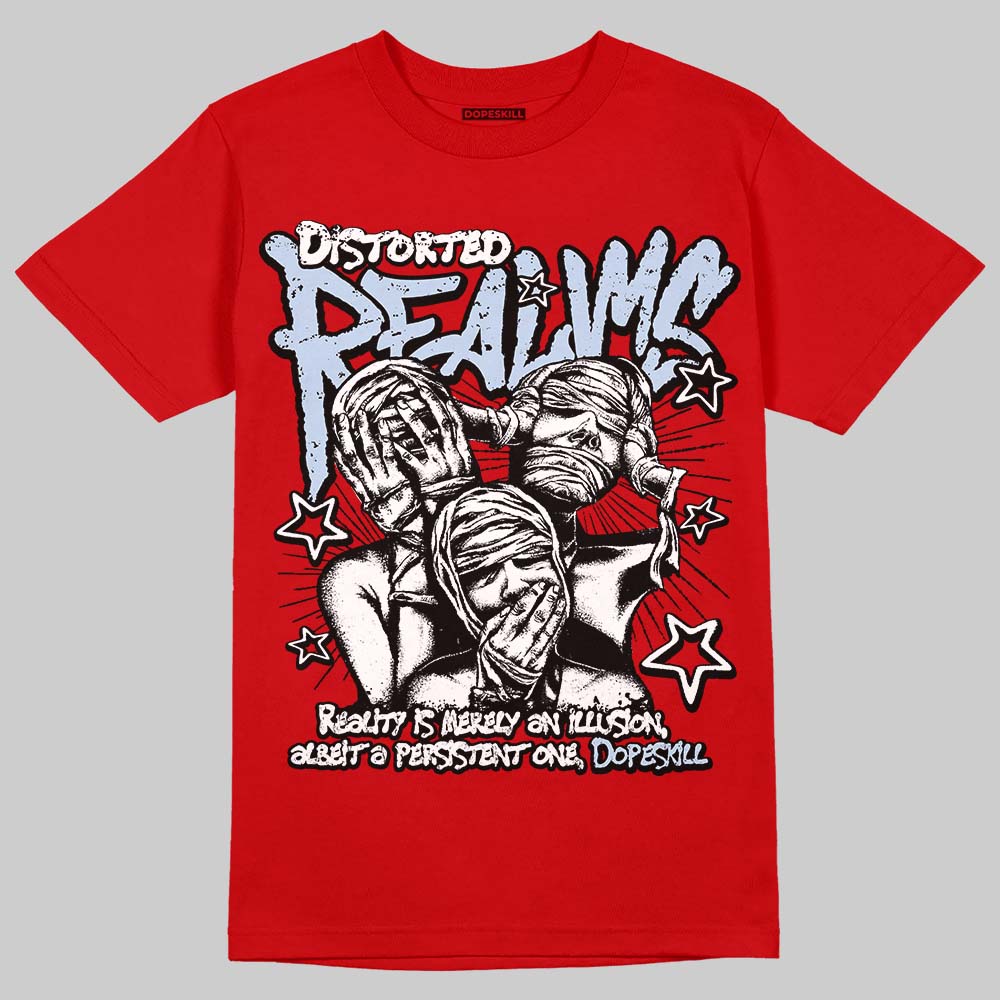 Jordan 5 Retro Fire Red Black Tongue (2025) DopeSkill T-Shirt Distorted Realms Graphic Streetwear - Red