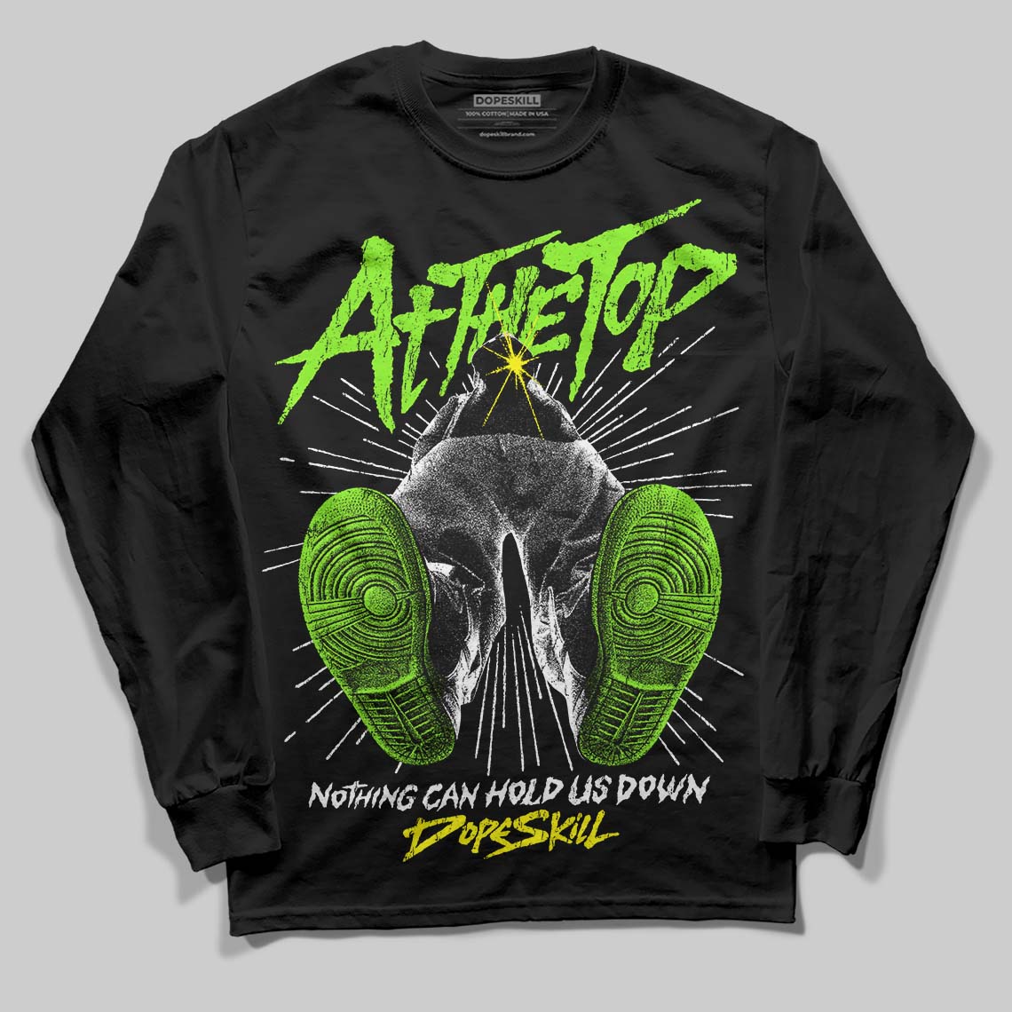 Neon Green Sneakers DopeSkill Long Sleeve T-Shirt Nothing Can Hold US Down Graphic Streetwear - Black