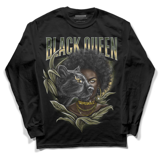Jordan 4 Retro SE Craft Medium Olive DopeSkill Long Sleeve T-Shirt New Black Queen Graphic Streetwear - Black