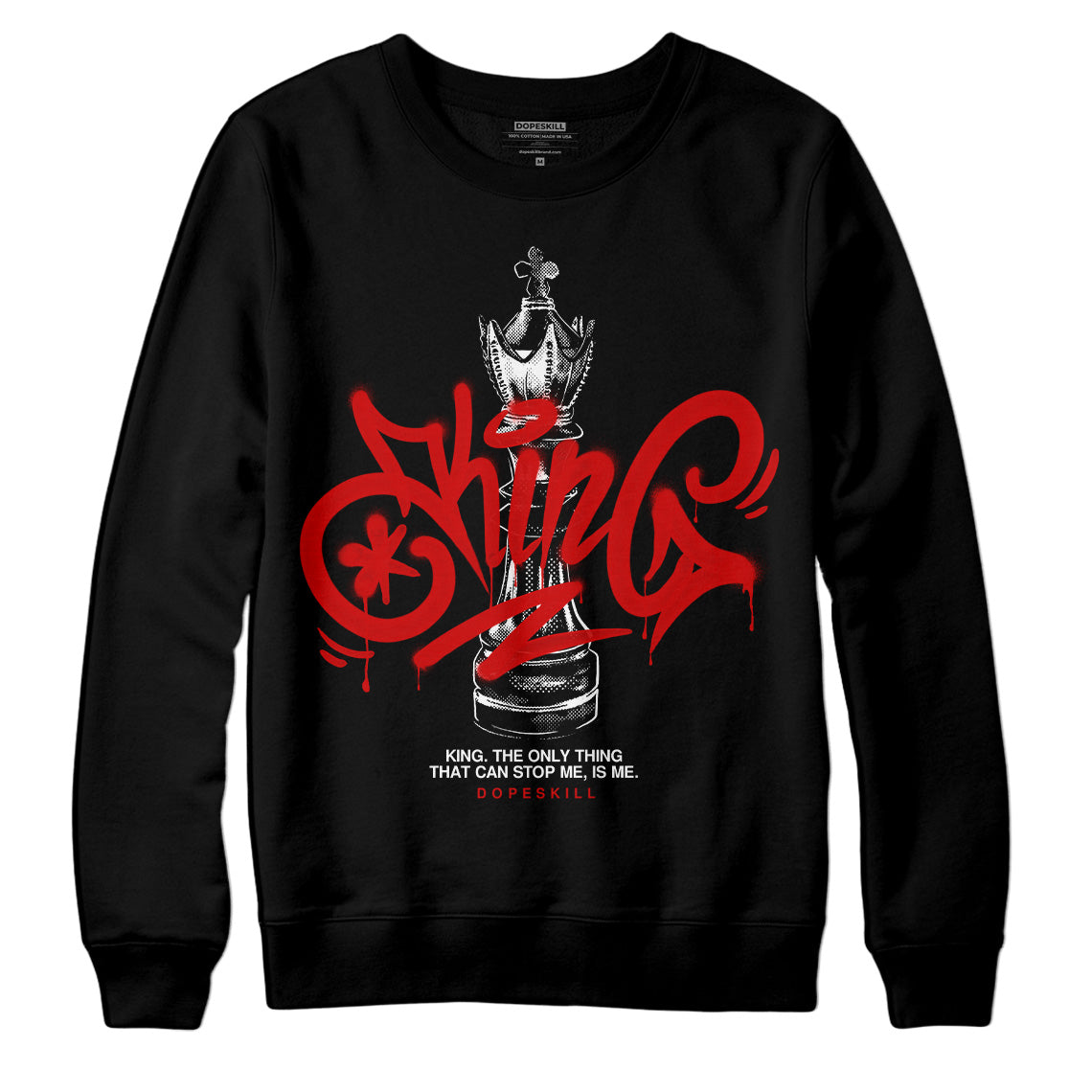 Jordan 1 Retro Low "Black Toe" DopeSkill Sweatshirt King Chess Graphic Streetwear - Black 