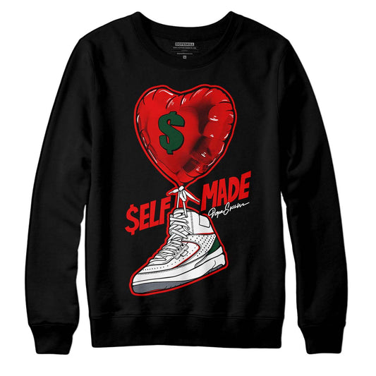 Jordan 2 White Fire Red DopeSkill Sweatshirt Self Made Graphic Streetwear - Black