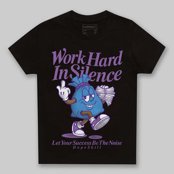 PURPLE Sneakers DopeSkill Toddler Kids T-shirt Work Hard In Silence Graphic Streetwear - Black