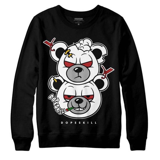 Jordan 14 "Black/White" DopeSkill Sweatshirt New Double Bear Graphic Streetwear - Black