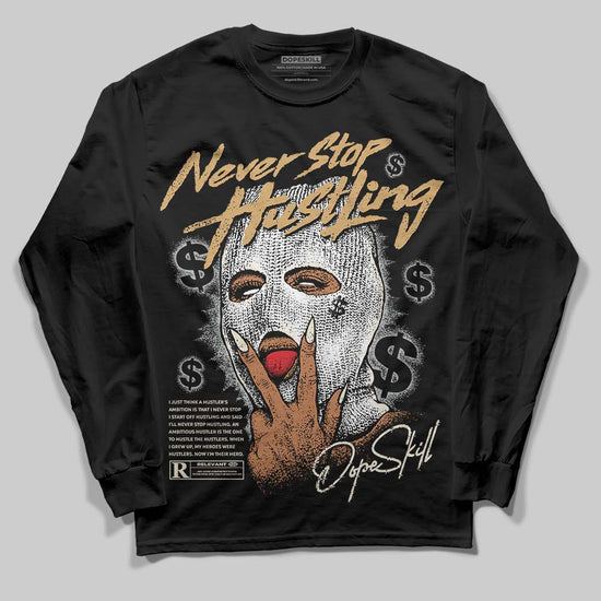 Jordan 5 Retro Reverse Metallic DopeSkill Long Sleeve T-Shirt Never Stop Hustling Graphic Streetwear - Black