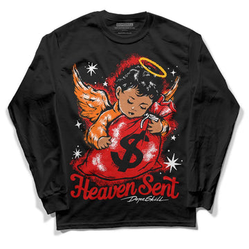 Jordan 1 Retro High OG "Satin Bred" DopeSkill Long Sleeve T-Shirt Heaven Sent Graphic Streetwear - Black