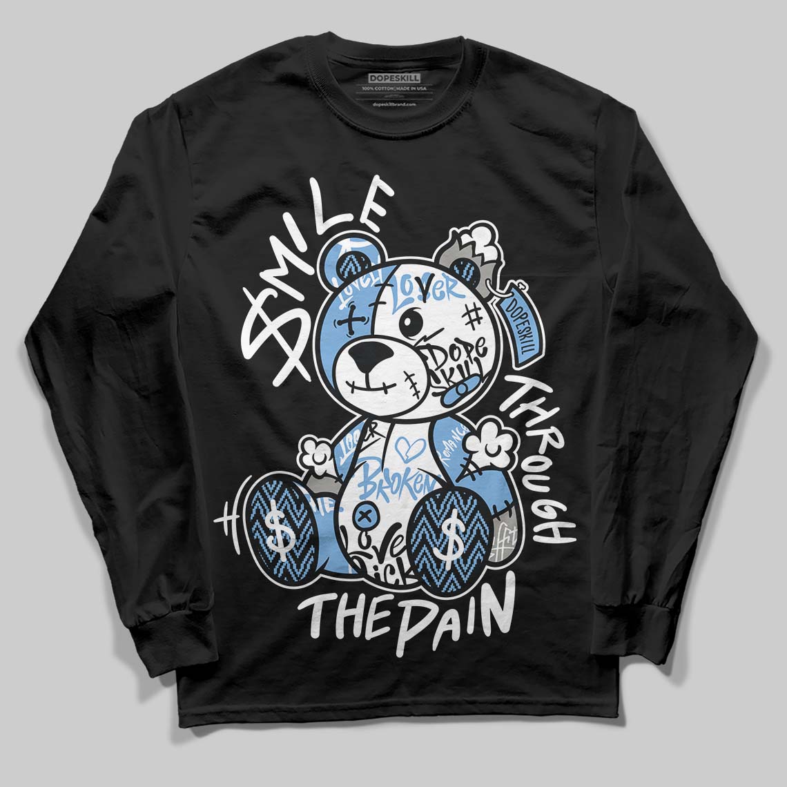 Jordan 12 Retro 'Melo' DopeSkill Long Sleeve T-Shirt Smile Through The Pain Graphic Streetwear - Black