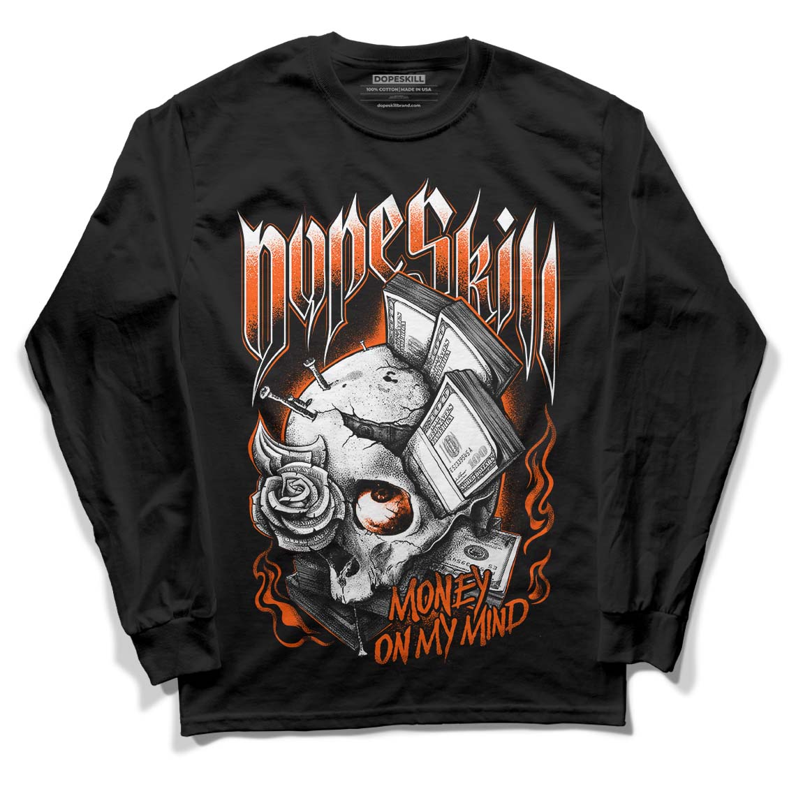 MSCHF Super Normal 2 Orange Milk DopeSkill Long Sleeve T-Shirt Money On My Mind Graphic Streetwear - Black