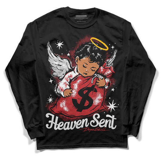 Jordan 12 “Red Taxi” DopeSkill Long Sleeve T-Shirt Heaven Sent Graphic Streetwear - Black