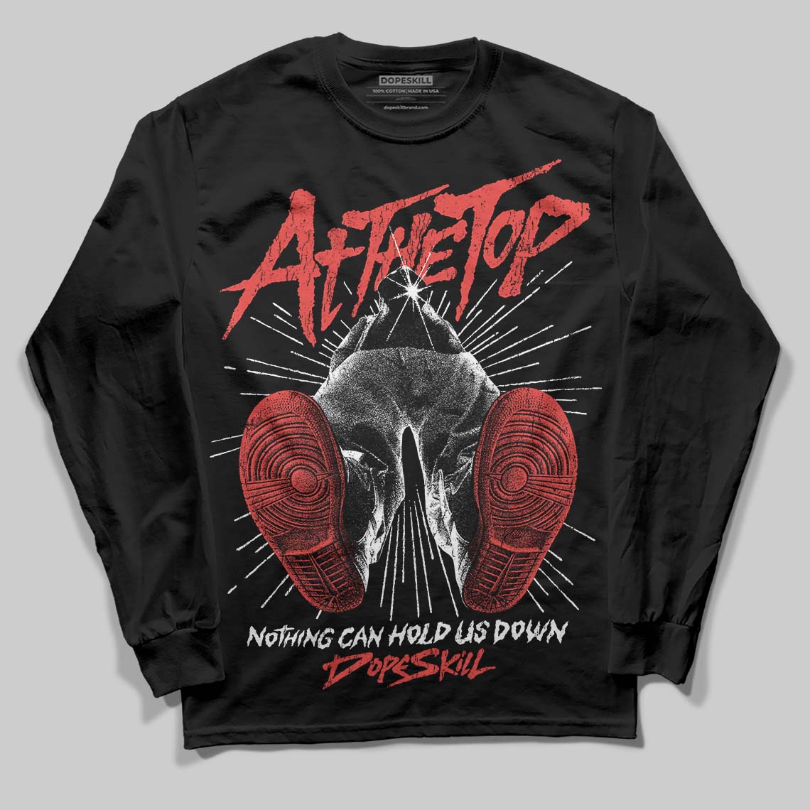 Red Sneakers DopeSkill Long Sleeve T-Shirt Nothing Can Hold US Down Graphic Streetwear - Black