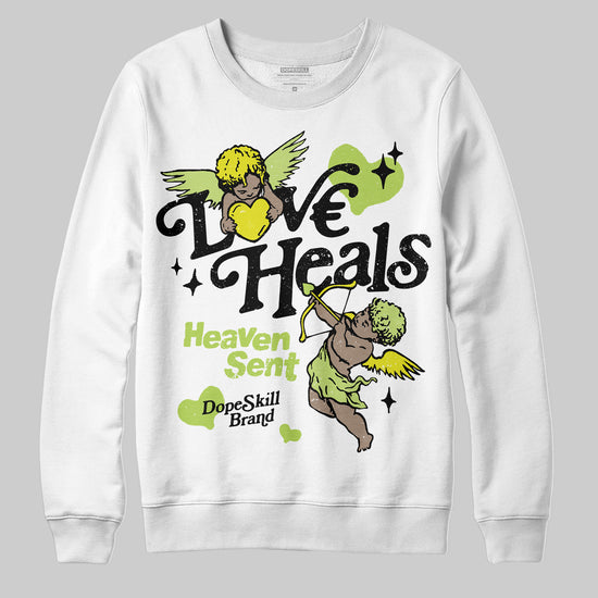 Jordan 13 Retro Bright Cactus DopeSkill Sweatshirt New Love Heals Graphic Streetwear - White