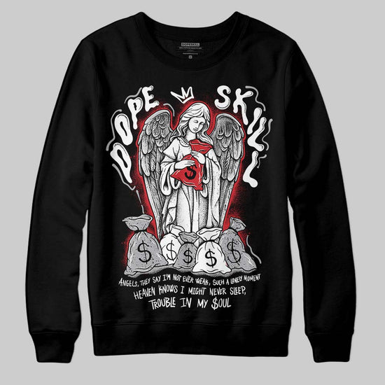 Jordan 4 OG “White Cement” DopeSkill Sweatshirt Angels Graphic Streetwear - Black