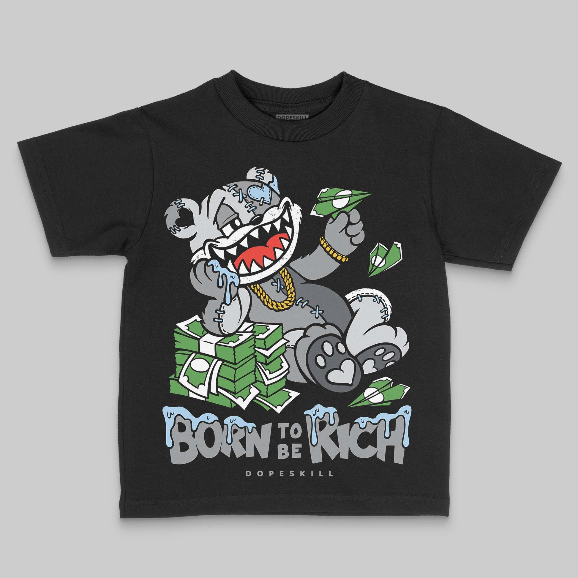 Jordan 5 Retro Wolf Grey (2026) DopeSkill Toddler Kids T-shirt Born To Be Rich Graphic Streetwear - Black