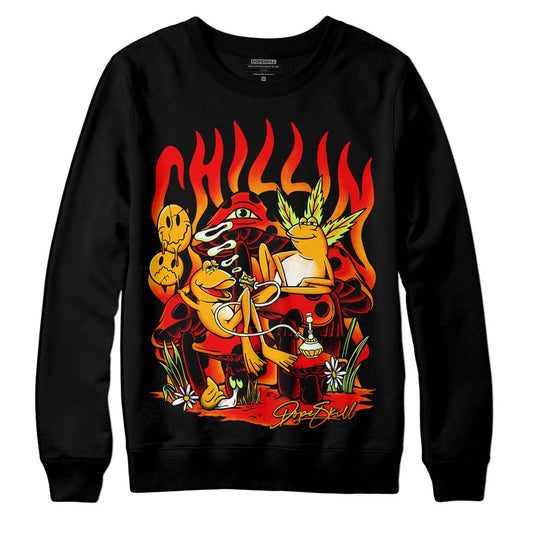 Red Sneakers DopeSkill Sweatshirt Chillin Graphic Streetwear - Black