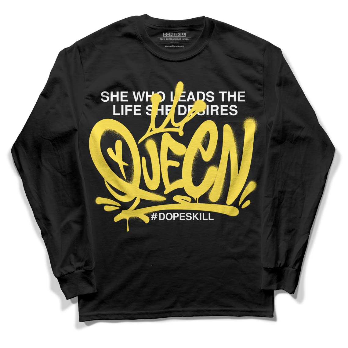 Wmns Air Jordan 11 Low 'Yellow Snakeskin' DopeSkill Long Sleeve T-Shirt Queen Graphic Streetwear - Black