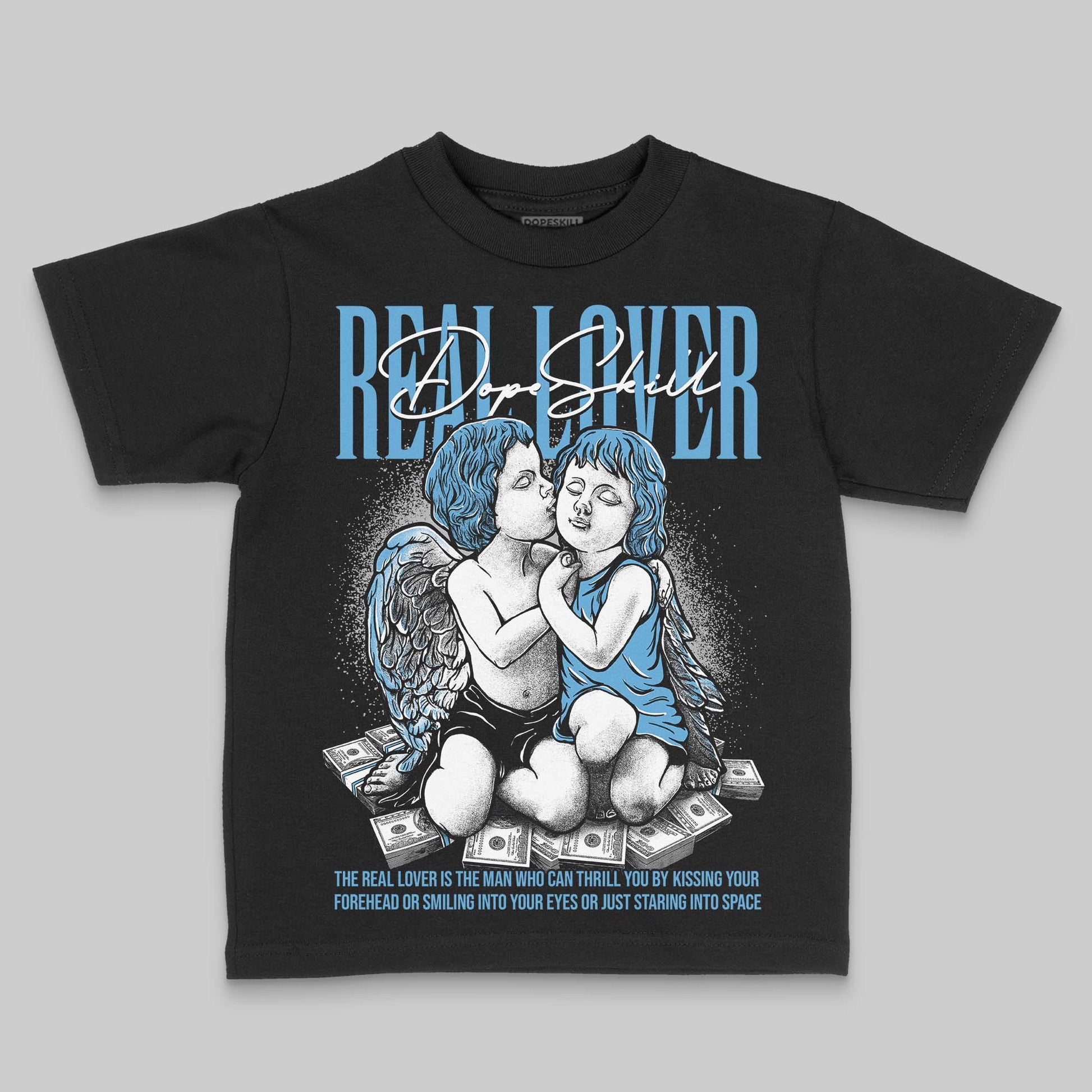 Jordan 14 Retro Black and University Blue DopeSkill Toddler Kids T-shirt Real Lover Graphic Streetwear - black